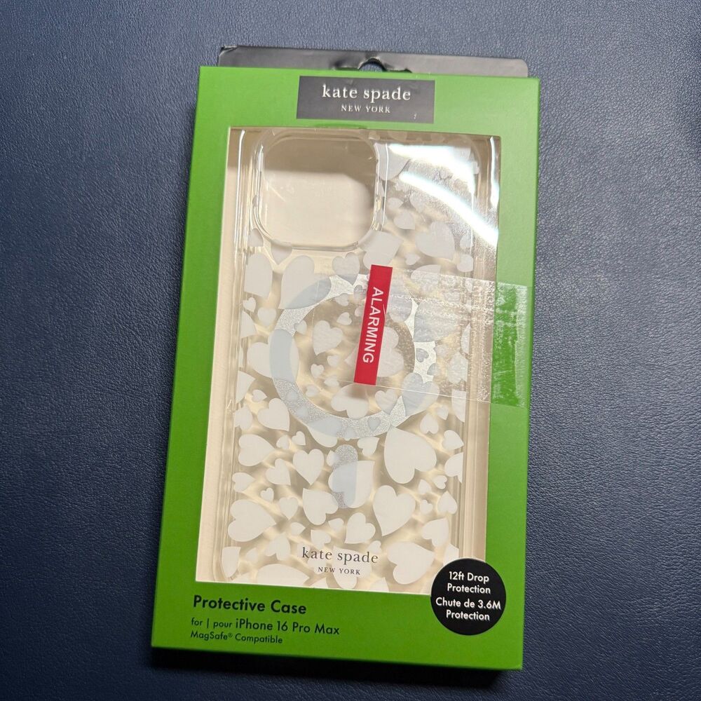 Kate Spade NWB iPhone 16 Pro Max Case Compatible with MagSafe White Heart - Picture 1 of 6